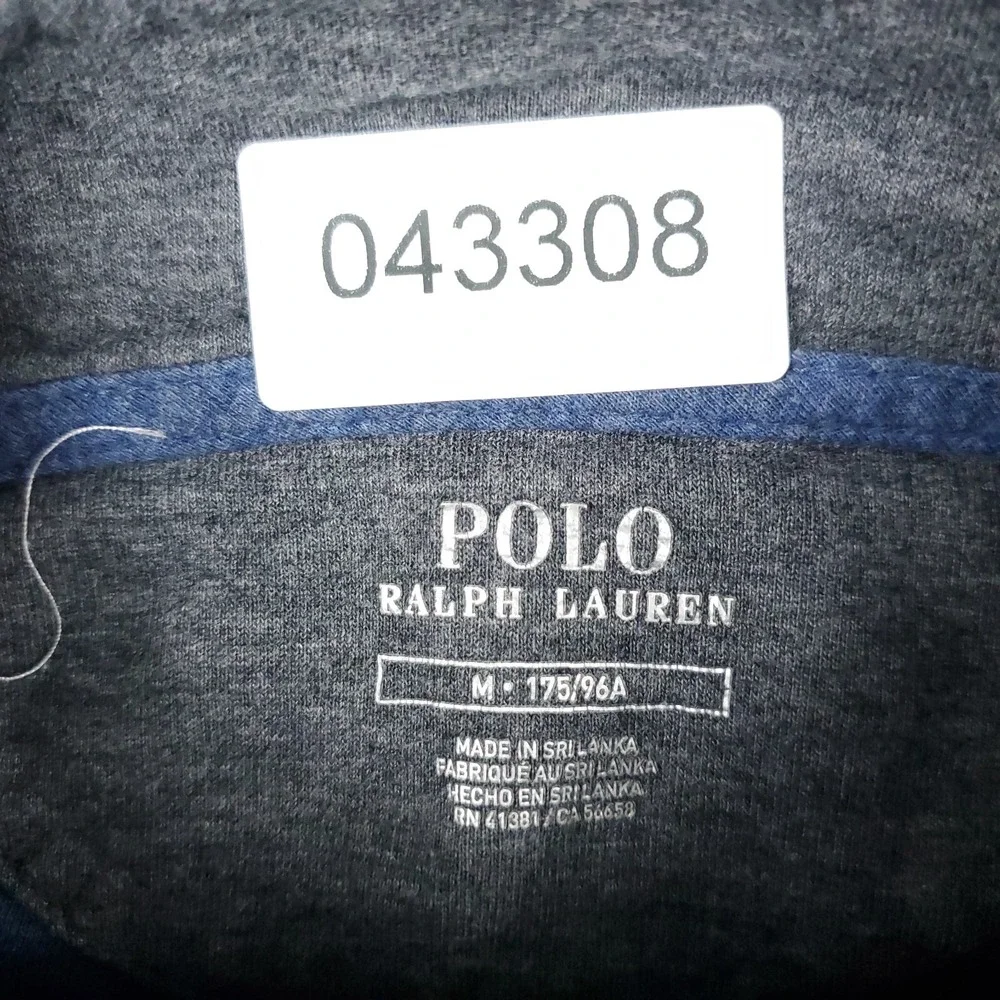Ralph Lauren Sweater Mens Medium Blue Pony 1/4 Zip Up Pullover Sweatshirt *